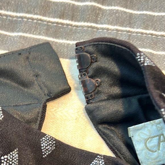 VTG Cach’e,Exquisite,Vintage Black & Silver,Open-Back Gown, Side Splits,6 - Picture 15 of 16